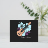 Love Ukulele Music Guitar Flowers Hawaii Briefkaart (Staand voorkant)