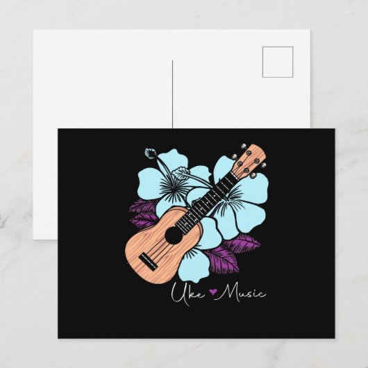 Love Ukulele Music Guitar Flowers Hawaii Briefkaart (Voorkant / Achterkant)