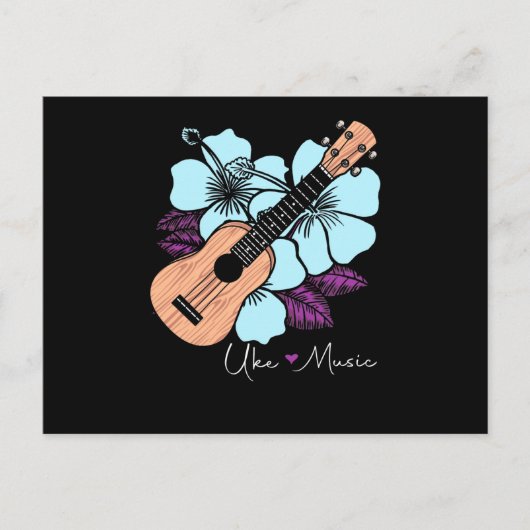 Love Ukulele Music Guitar Flowers Hawaii Briefkaart (Voorkant)