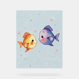Love Under the Sea – Cute Watercolor Fish Couple Acryl Bord