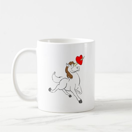Love Unicorn Happy Valentine's Day Koffiemok (Links)
