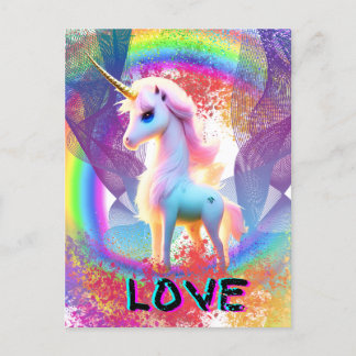 Love Unicorn Rainbow Briefkaart