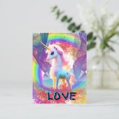 Love Unicorn Rainbow Briefkaart (Staand voorkant)