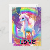 Love Unicorn Rainbow Briefkaart (Voorkant / Achterkant)