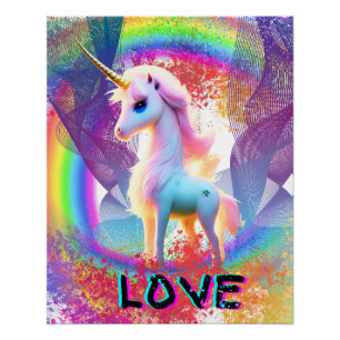 Love Unicorn Rainbow Perfect Poster