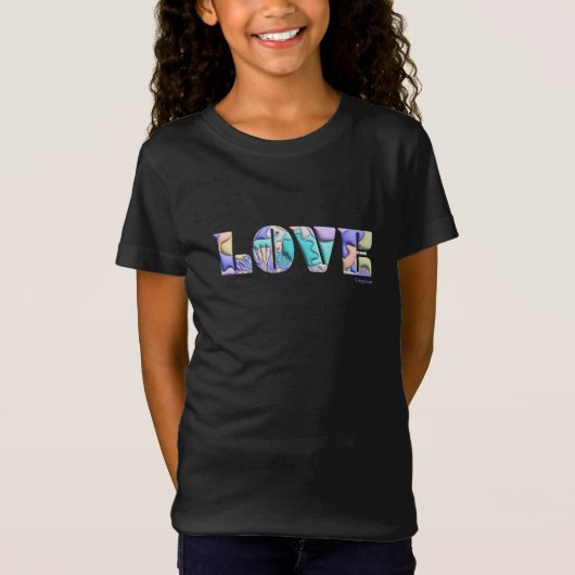 LOVE Unieke 3D Modern Graphic, Cool Zwart T-shirt (Voorkant)