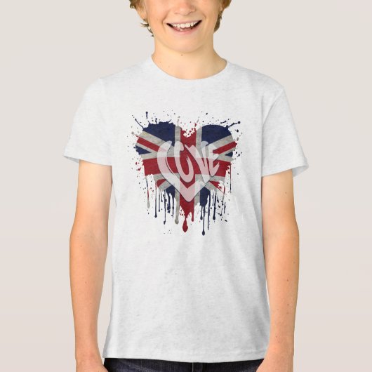 Love United Kingdom Flag Tri-Blend Shirt (Voorkant)