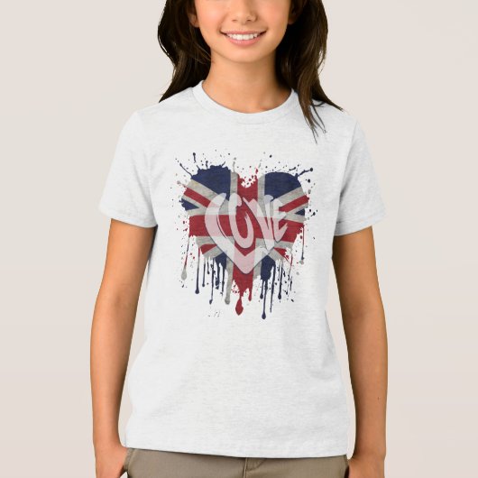 Love United Kingdom Flag Tri-Blend Shirt (Voorkant)