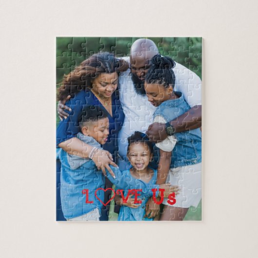 "LOVE US" Familiefoto PERSONALISEER het Legpuzzel (Verticaal)