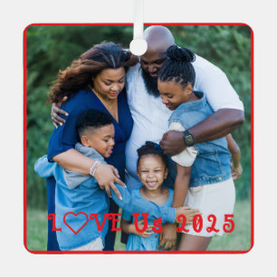 "LOVE US" Familiefoto PERSONALISEER het Metalen Ornament