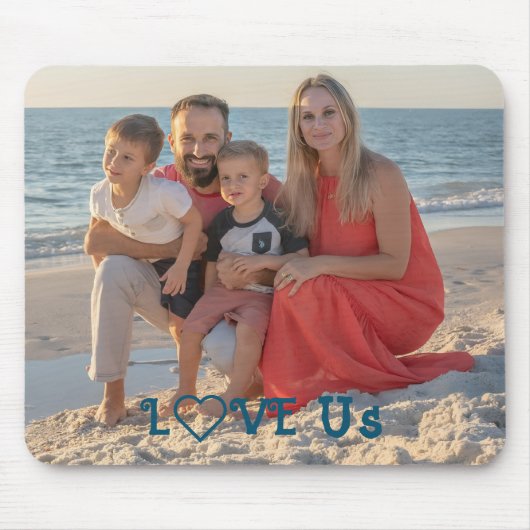"LOVE US" Familiefoto PERSONALISEREN flat Muismat (Voorkant)