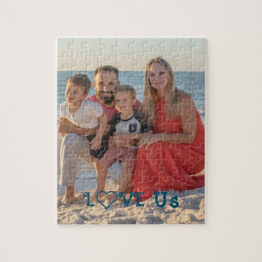 "LOVE US" Familiefoto PERSONALISEREN Legpuzzel (Verticaal)