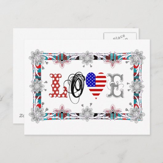 Love USA Briefkaart (Voorkant / Achterkant)