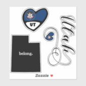 Love Utah, Sheet of Die Cut Stickers (Vel)