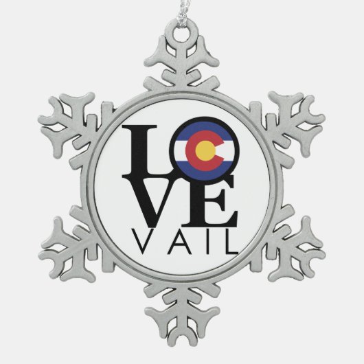 LOVE Vail Colorado Tin Sneeuwvlok Ornament (Voorkant)