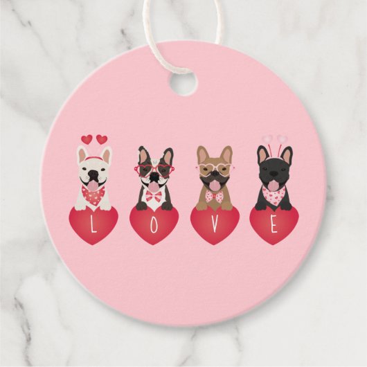 Love Valentijn French Bulldogs Bedankjes Labels (Voorkant)