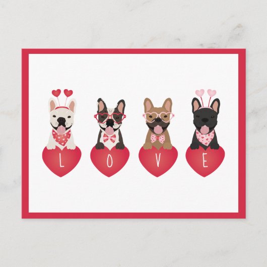 Love Valentijn French Bulldogs Briefkaart (Voorkant)
