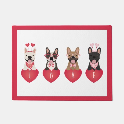 Love Valentijn French Bulldogs Deurmat (Voorkant)