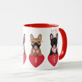 Love Valentijn French Bulldogs Mok (Voorkant rechts)