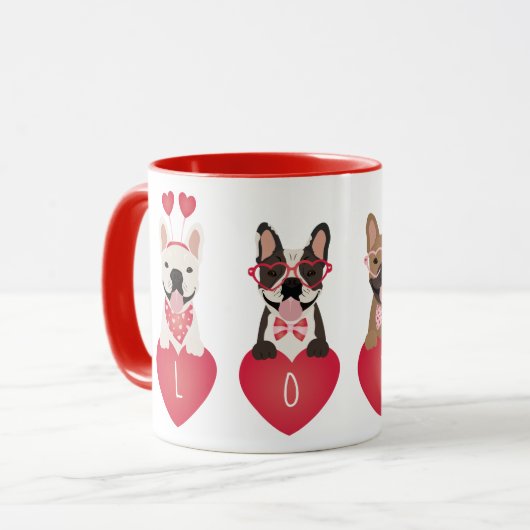 Love Valentijn French Bulldogs Mok (Voorkant links)
