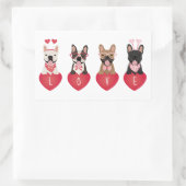 Love Valentijn French Bulldogs Rechthoekige Sticker (Tas)