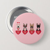 Love Valentijn French Bulldogs Ronde Button 7,6 Cm (Voorkant /achterkant)