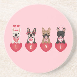 Love Valentijn French Bulldogs Zandsteen Onderzetter