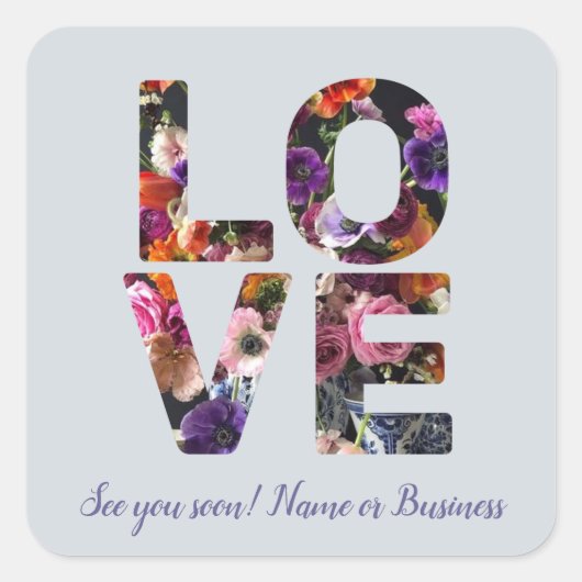 LOVE Valentijn Thema  Foto Floral Vierkante Sticker (Voorkant)