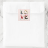 LOVE Valentijn Thema  Foto Letters Vierkante Sticker (Tas)