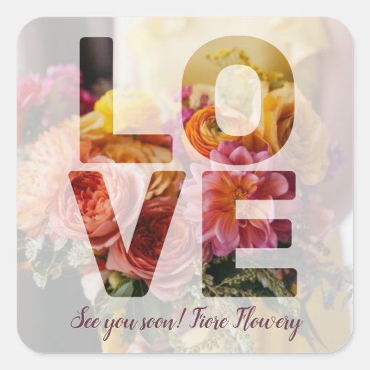 LOVE Valentijn Thema Sheer Overlay Foto Vierkante Sticker (Voorkant)