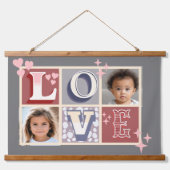  LOVE Valentijnsdag Aangepaste foto's Grijs Hangend Wandkleed (Voorkant)