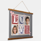  LOVE Valentijnsdag Aangepaste foto's Grijs Hangend Wandkleed (Gebogen)
