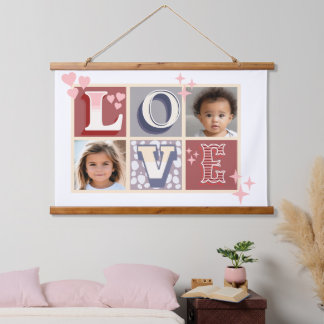 LOVE Valentijnsdag Aangepaste foto's Hangend Wandkleed