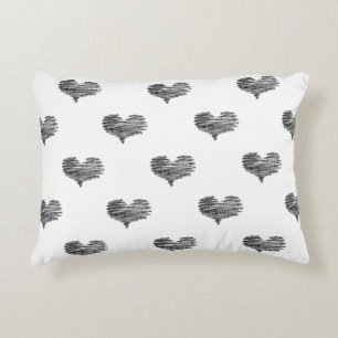 Love Valentijnsdag Black Heart Sketch Accent Kussen