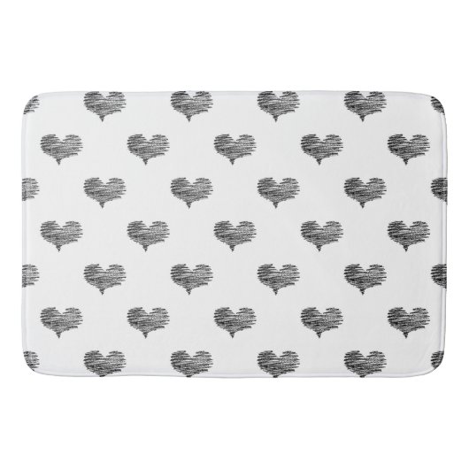 Love Valentijnsdag Black Heart Sketch Badmat (Voorkant)