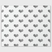 Love Valentijnsdag Black Heart Sketch Cadeaupapier (Vlak)