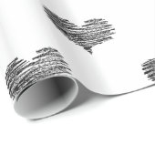 Love Valentijnsdag Black Heart Sketch Cadeaupapier (Rol Hoek)