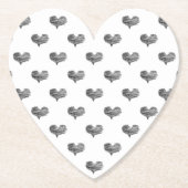Love Valentijnsdag Black Heart Sketch Kartonnen Onderzetters (Voorkant)
