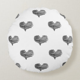 Love Valentijnsdag Black Heart Sketch Rond Kussen