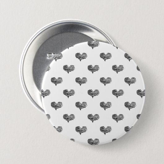 Love Valentijnsdag Black Heart Sketch Ronde Button 7,6 Cm (Voorkant /achterkant)