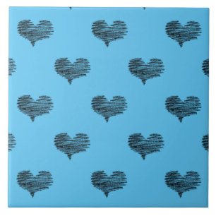 Love Valentijnsdag Black Heart Sketch Tegeltje