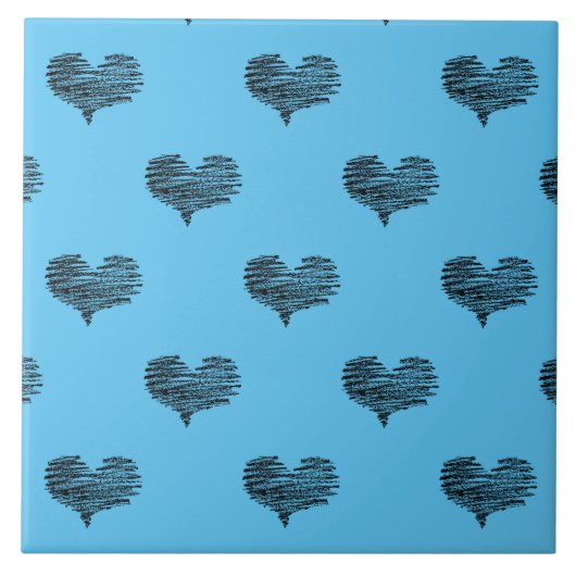 Love Valentijnsdag Black Heart Sketch Tegeltje (Voorkant)