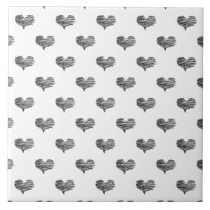 Love Valentijnsdag Black Heart Sketch Tegeltje