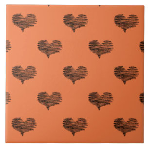 Love Valentijnsdag Black Heart Sketch Tegeltje