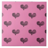 Love Valentijnsdag Black Heart Sketch Tegeltje (Voorkant)