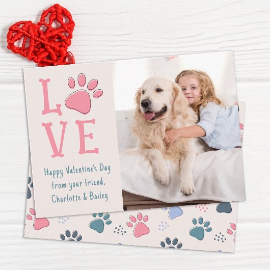 LOVE Valentijnsdag Custom Pet Dog Photo Classroom Notitiekaartje