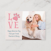 LOVE Valentijnsdag Custom Pet Dog Photo Classroom Notitiekaartje (Voorkant)