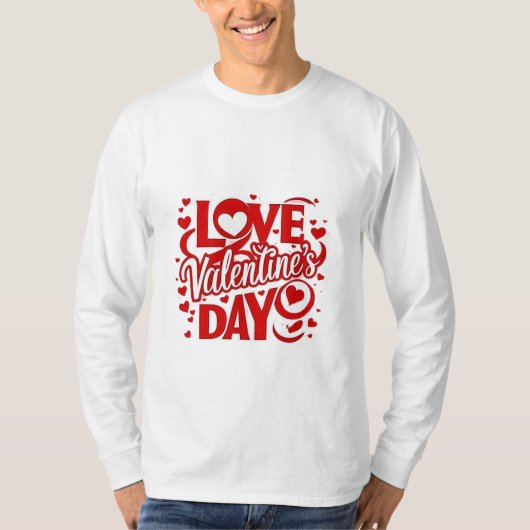 Love Valentijnsdag Full-Sleeve T-shirt voor hem (Voorkant)