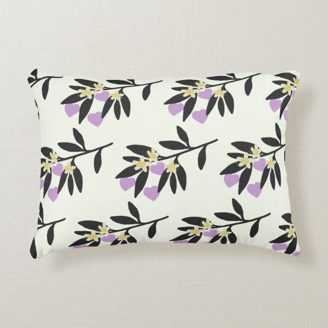 Love Valentijnsdag Hearts Branch Flowers Pattern Accent Kussen (Voorkant)