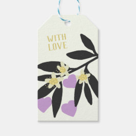 Love Valentijnsdag Hearts Branch Flowers Vakantie Cadeaulabel